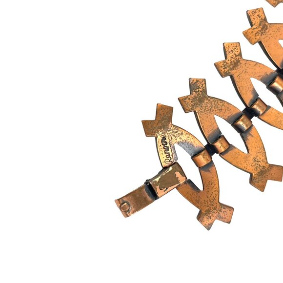 Renoir Modernist Copper Bracelet By Renoir - Unique Geometric Design Antique Fin - Picture 5 of 9